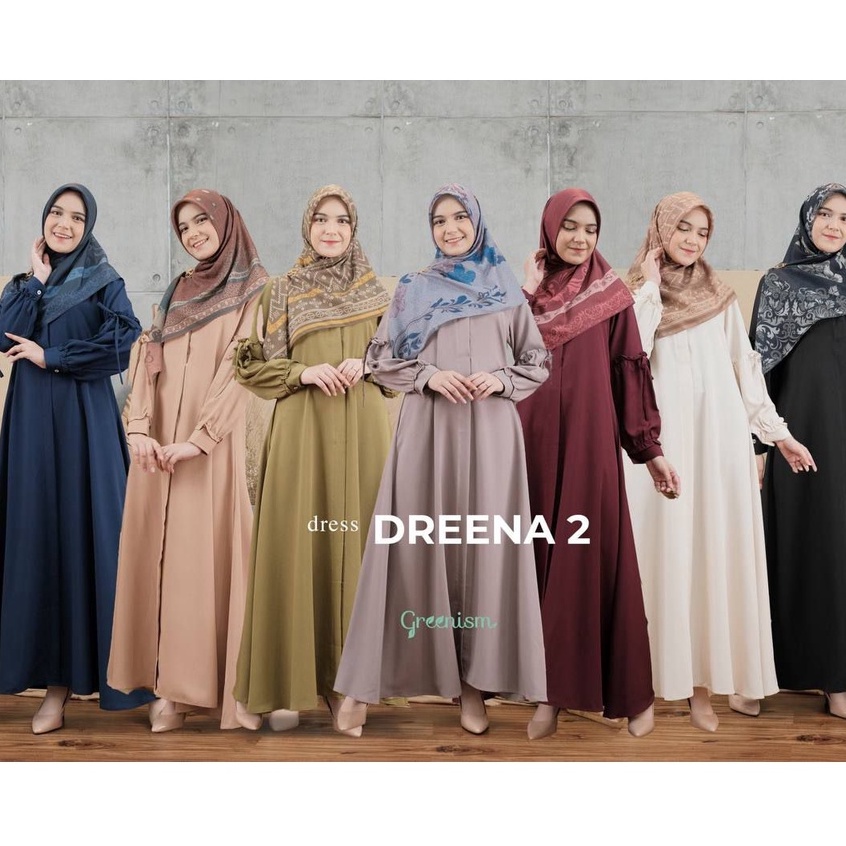 Greenism Gamis Dreena Seri 2 Quality Premium Syari'i Long Dress Gamis Rose Crepe
