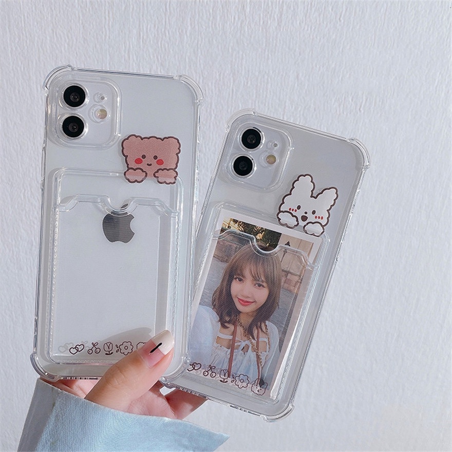 iPhone 12 11 Pro Max 12 Mini SE 2020 X XR Xs Max 7 8 Plus Case Cartoon Card Package Phone Case Clear Soft Protective Cover-1