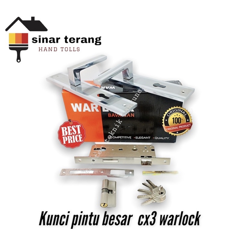 Kunci pintu besar stainless komplit 25cm cx3 Warlock