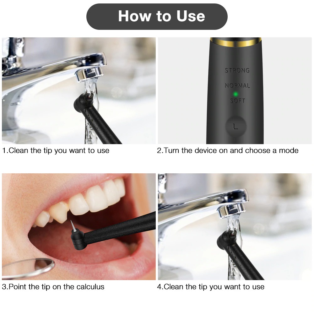 Pembersih Karang Gigi Ultrasonic Electric Dental Calculus Tartar Remover - LR-6 - Black