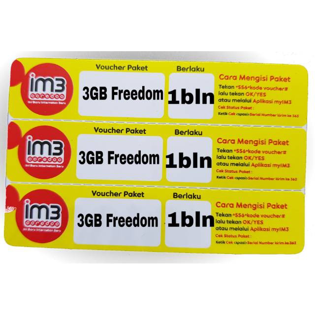 Voucher INDOSAT FREDOM 3 GB