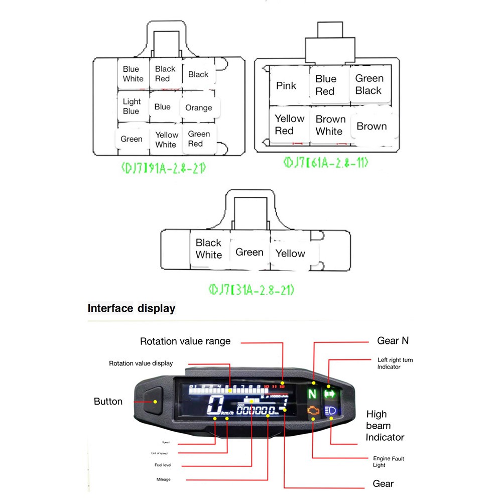 Speedometer Digital Motor Odometer Electric Injection Carburetor with Sensor / Speedometer Motor