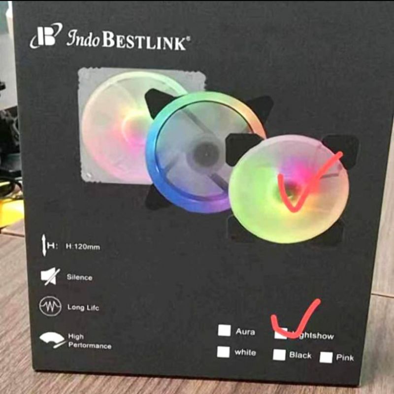 FAN CPU RGB CASE LIGHTSHOW / FAN CPU LAMPU CASING INDOBESTLINK / KIPAS 12"LIGHSHOW LAMPU RGB