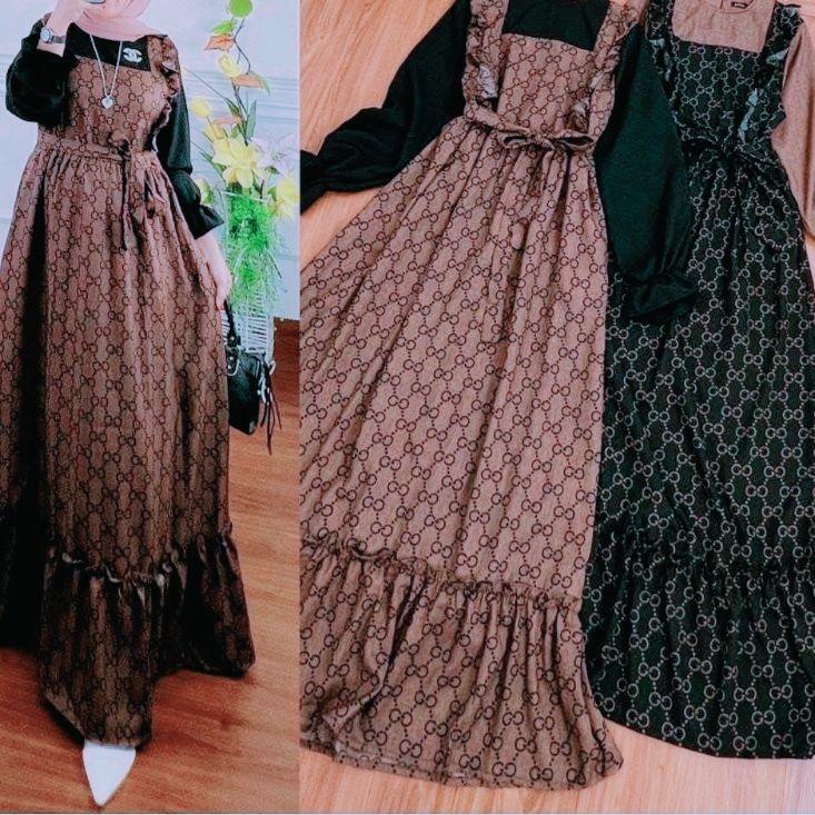 Stok terbatas.. GAMIS RAYON PREMIUM/DRESS RAYON MOTIF GUCCI KANCING DEPAN/DRESS RAYON TERBARU/GAMIS 