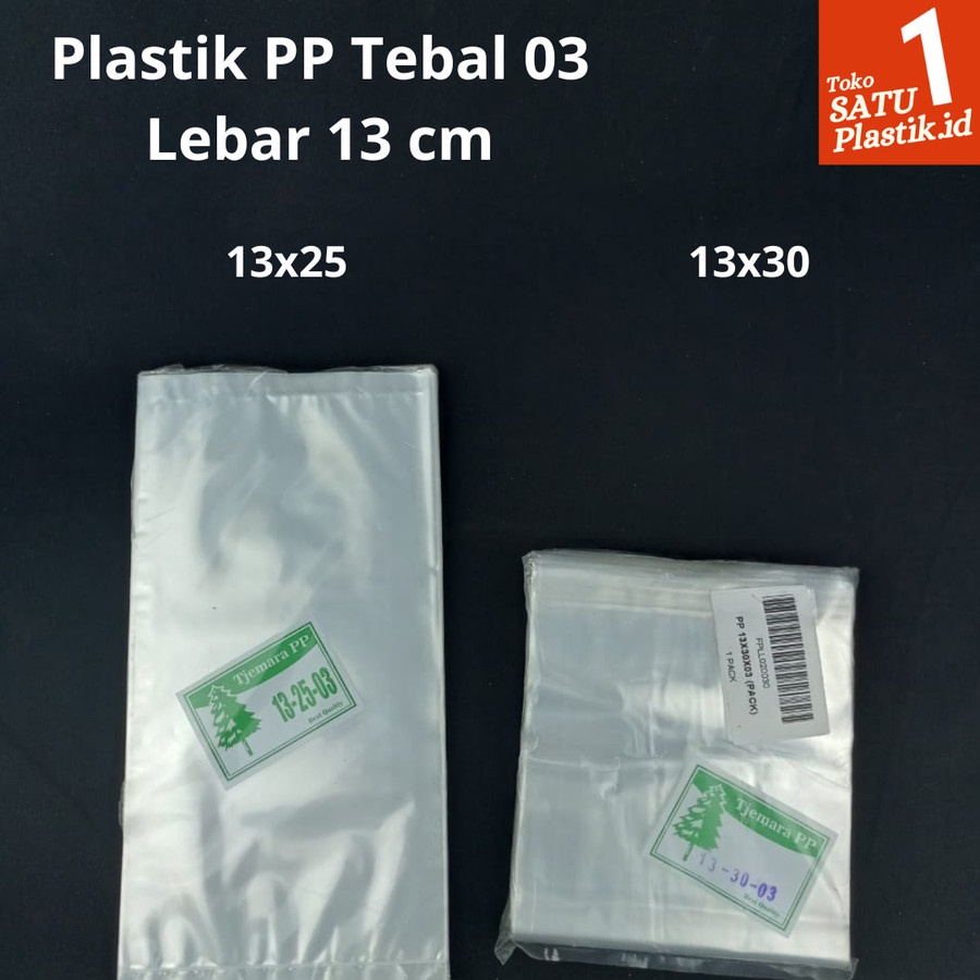 Plastik PP Lebar 13 Tebal 03 13X25 13x30 Kantong Plastik Bening