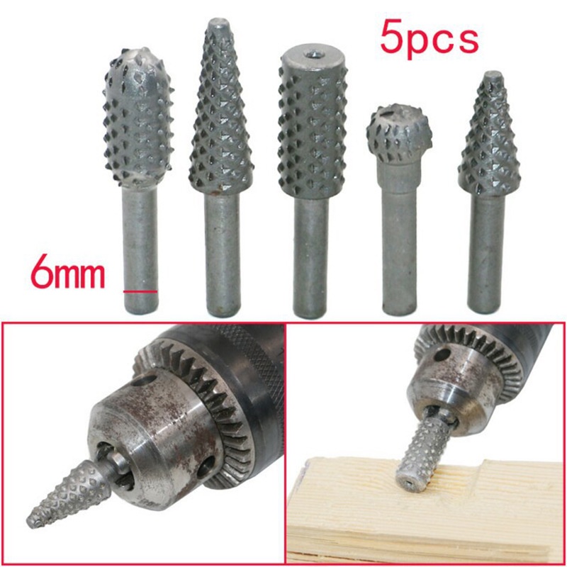 5pcs Mata Bor Gerinda Kikir Ukir Kayu Rasp Set Woodworking