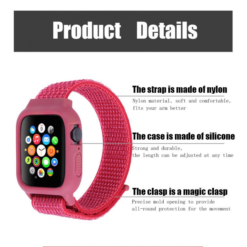 Hook &amp; Loop Nylon Sport Watchband 2 in 1 Nylon Straps Magic Clasp Fastening Watchband for 38/40/41mm 42/44/45mm iWatch Loop Replacement Band 7 6 5 4 3 2 1 SE