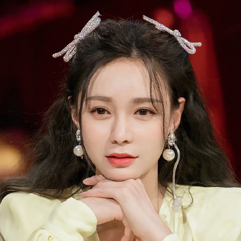 Jepit Rambut Poni Bentuk Pita Aksen Berlian Imitasi Gaya Korea Untuk Aksesoris Perempuan