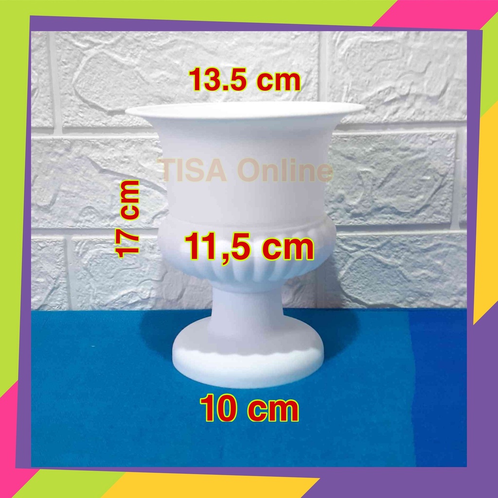 1063D [Grosir] Pot bunga plastik tropy piala mini warna putih