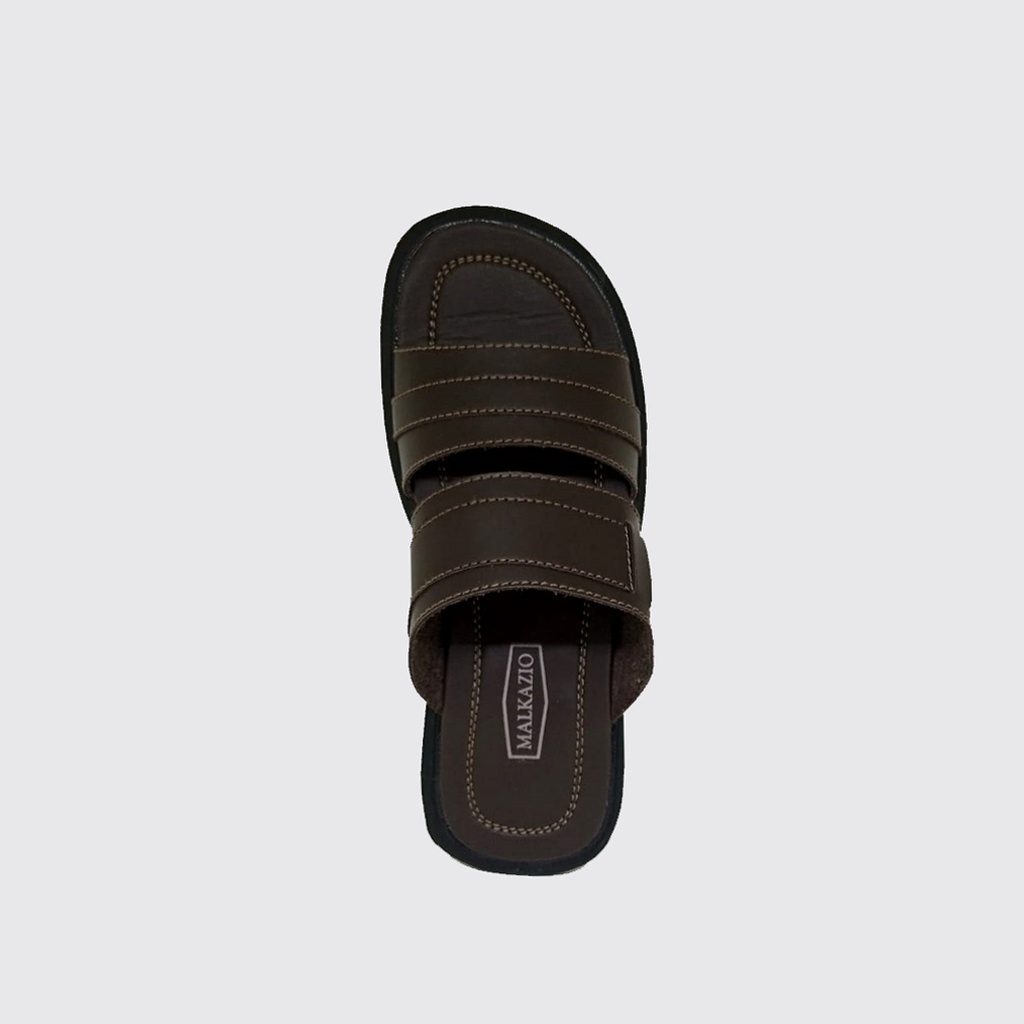 Mzio - Sandal Kulit Asli 100% Ukuran Besar | Big Size 44 45 46 47 48 | Sandal Pria Ukuran Jumbo | J-17 Dark Brown