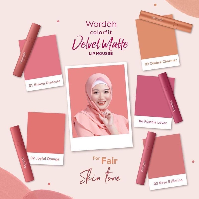 WARDAH Colorfit Velvet Matte Lip Mousse Indonesia / Lipstick Facial Wash Face Essence Toner Serum Day Night Eye Cream Sunscreen Mask Masker Tint Gloss / Lightening Crystal Secret Acnederm Nature Daily Renew You C Defense Uv Shield Spf Acne Paket Series