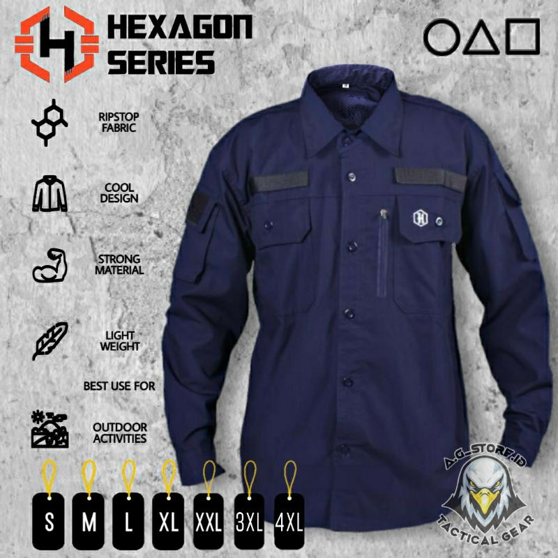 kemeja tactical hexagon / kemeja panjang outdoor / kemeja lapangan