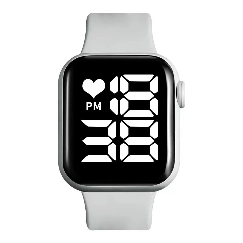 COD fashion karet elektronik digital LED pria, wanita, anak-anak dan remaja lampu putih M122-putih