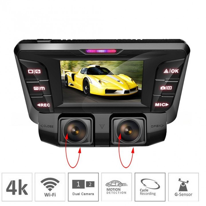 DASHCAM V28 - Dual Lens Rotatable DVR WiFi Camcorder with 2.7 inch LCD