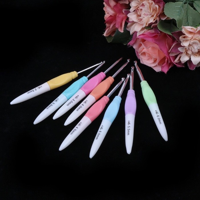 Alat rajut jarum rajut hakpen set warna pastel 8pc