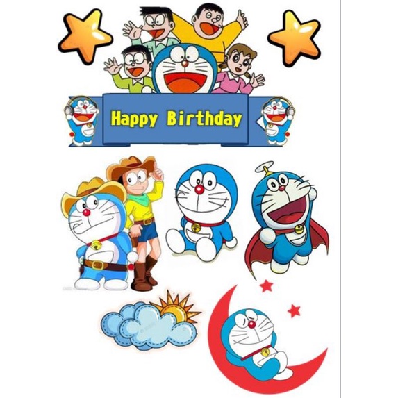 

hiasan kue tooper karakter tema doraemon