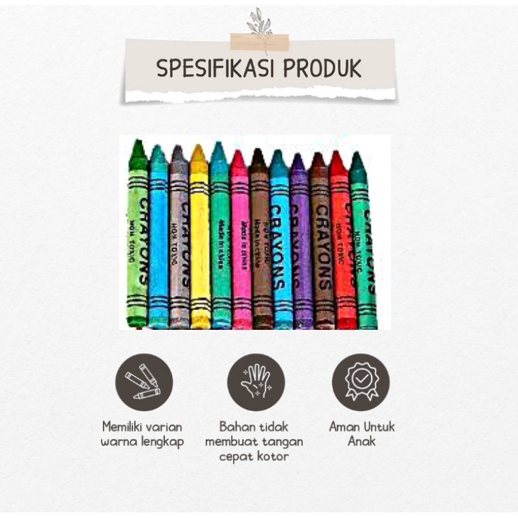 Crayon Menggambar Anak Sekolah Satu Set 24 Pcs Warna