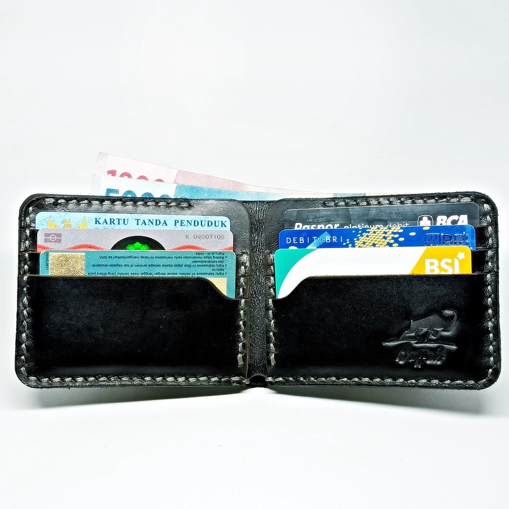 Buffalo Dompet Pria 100% FULL KULIT Asli Model Lipat Handmade Classic Vintage Black