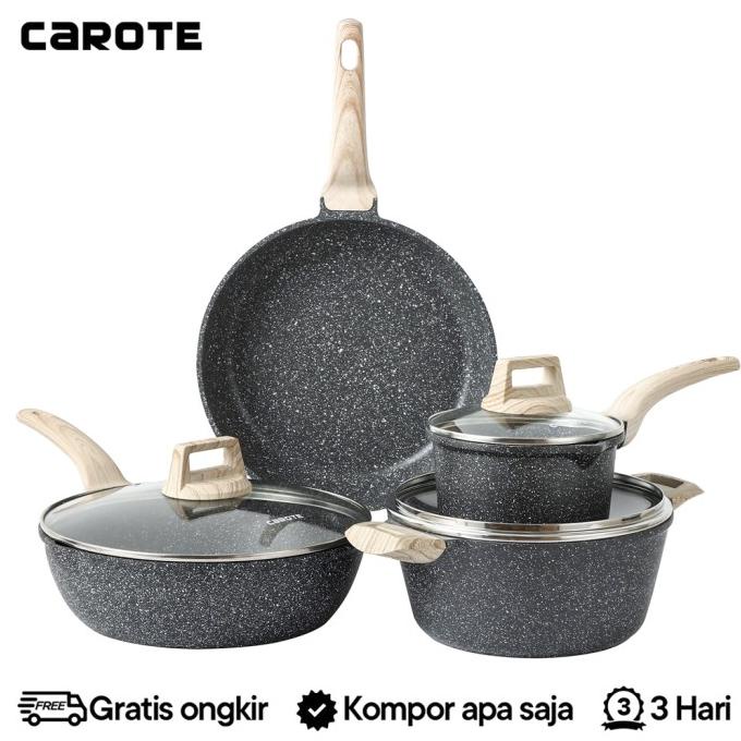 Carote EW Wajan Panci PAKET KELUARGA Set Anti Lengket (4 BUAH) Granit