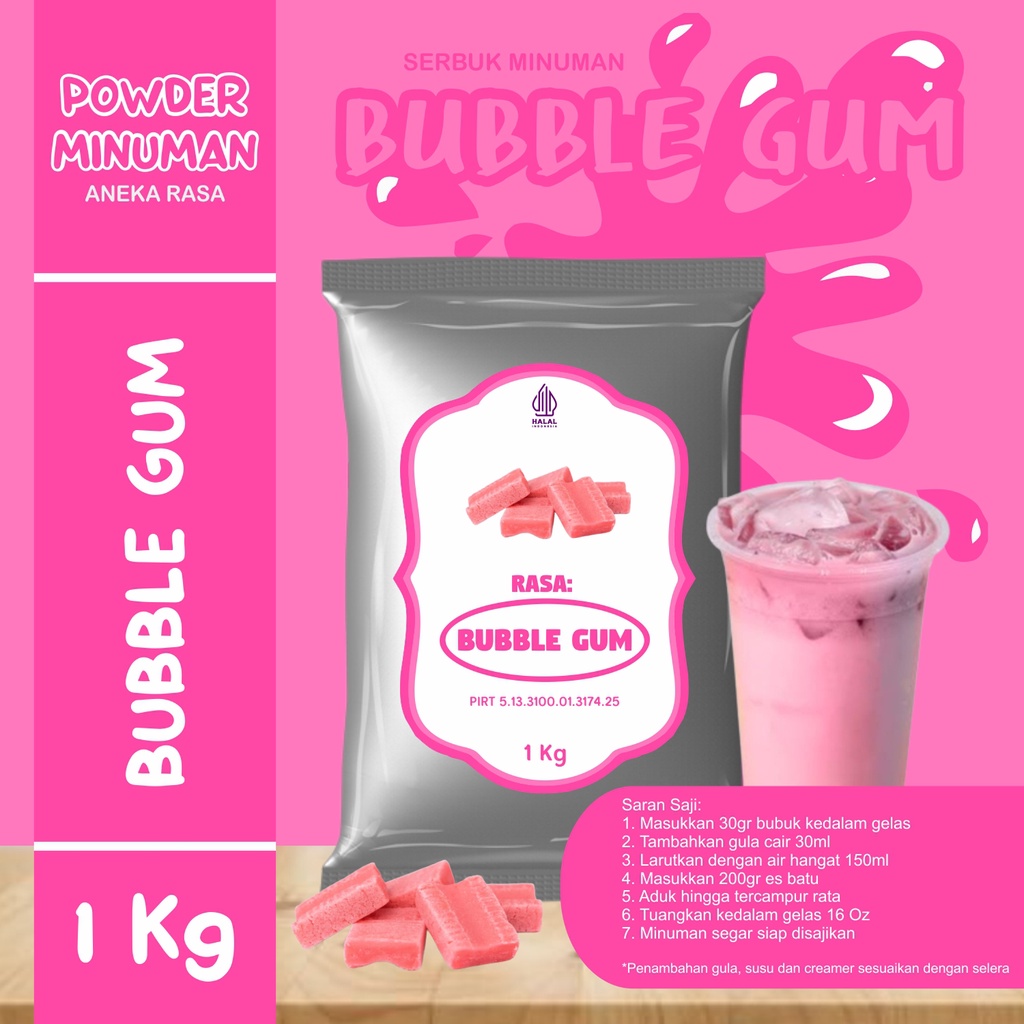 

Bubuk Serbuk Minuman 1kg Rasa Permen Karet Pink Kekinian Standar Permen Karet Pink Powder Drink