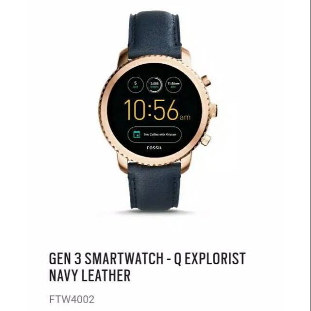 Smartwatch Fossil Q Explorist Gen 3 FTW4002 Navy Leather Original
