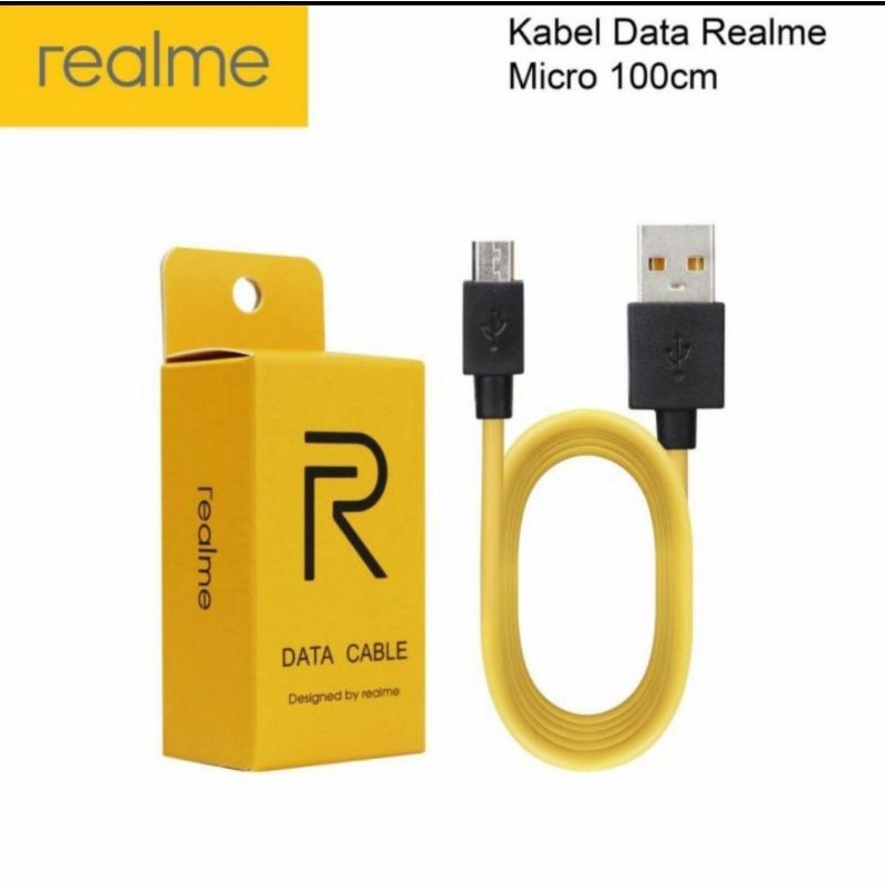 Kabel Data Realme Original Micro Type C USB Cable Fast Charging Warna Kuning 1 M 1 Meter