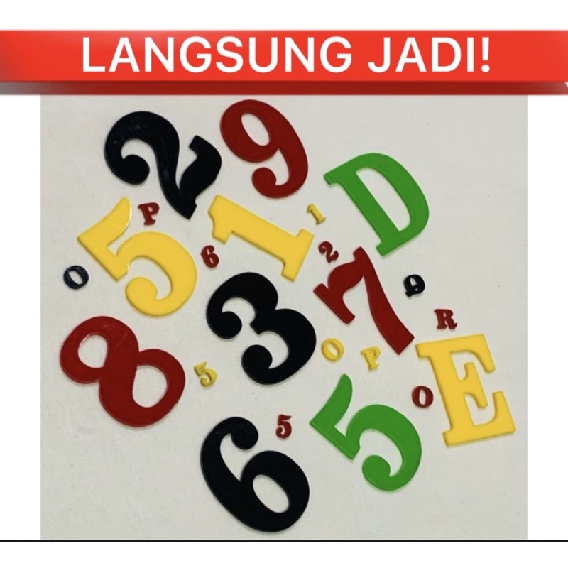 Huruf Timbul Akrilik / Angka Timbul Akrilik / Font Bebas / Tinggi 20cm