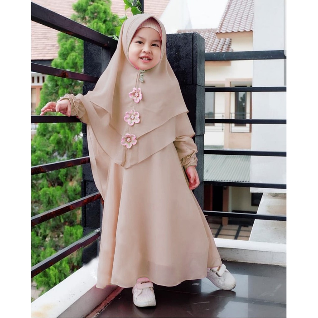 HCL Dress Muslim Anak Emala &amp; Bergo - Gamis Muslim Anak Perempuan