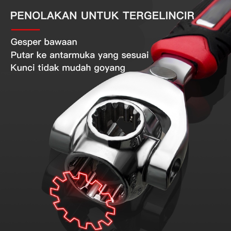 Kunci Ring Pas Shock Set Universal Socket Profesional Mobil Motor Serbaguna Pas 48 in 1