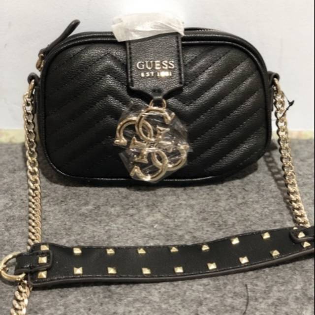 Tas guess clutch violet sling bag