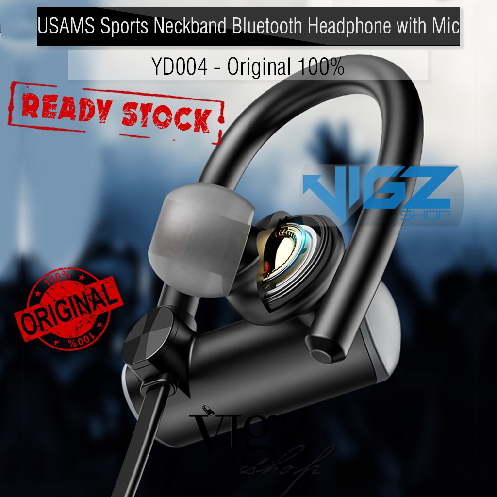 USAMS Sports Neckband Bluetooth Headphone with Mic YD004 Original Black