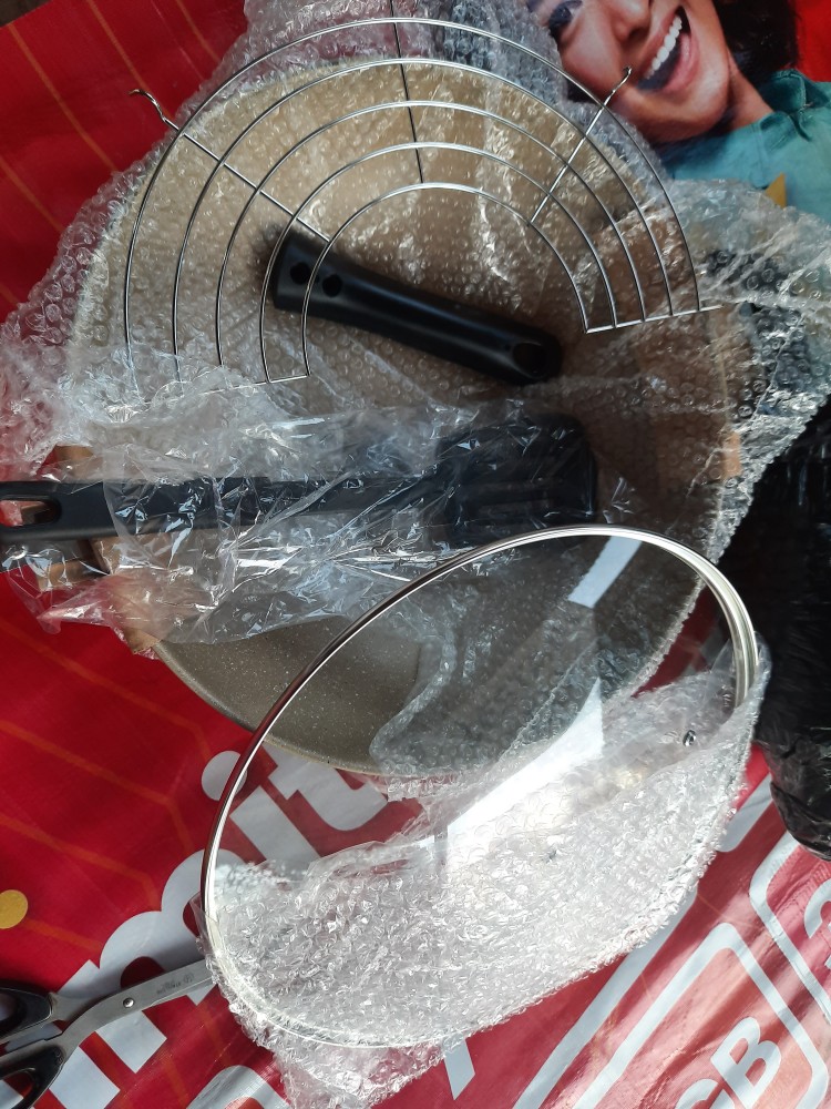 Asta Panci Wajan Goreng Anti Lengket Marble Diameter 32 Cm Tutup Kaca Asta Cappucino Asps-08 Asps 08