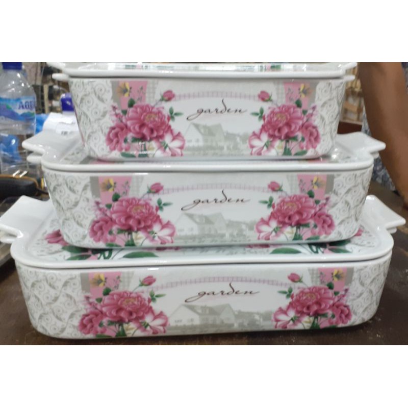 wadah saji set 3 fiorenza free peking kayu