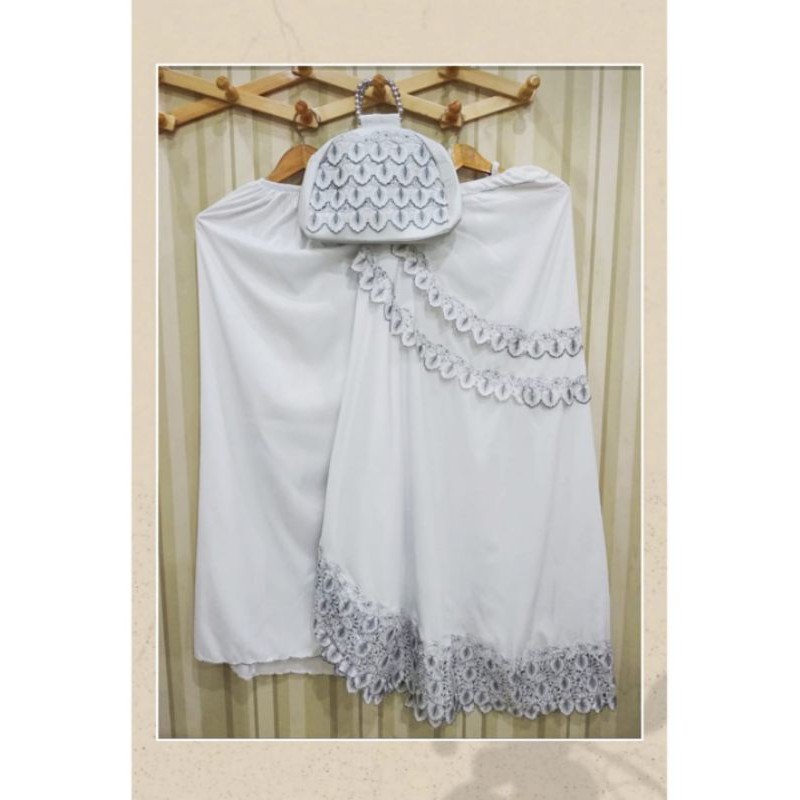 Mukena putih bordir mewah bahan velvet