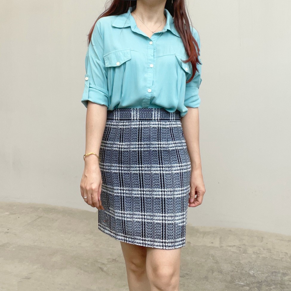 SL322 - Mini Skirt Rok Kotak Kotak Lipit Rok Ulzzang