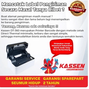 KASSEN DT-360 PRINTER BARCODE STICKER 80 CETAK THERMAL (USB+BLUETOOTH)