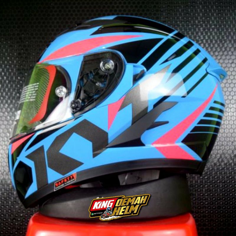 HELM KYT FALCON FR RADIANT BLACK FUXIA BLUE HELM DOUBLE VISOR ORIGINAL KYT