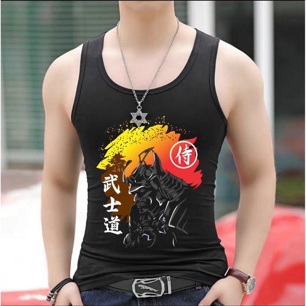 Bisa COD / DS - SINGLET MOTIF SAMURAI EDITION / kaos cowok / kaos singlet / kaos dalem singlet cowok