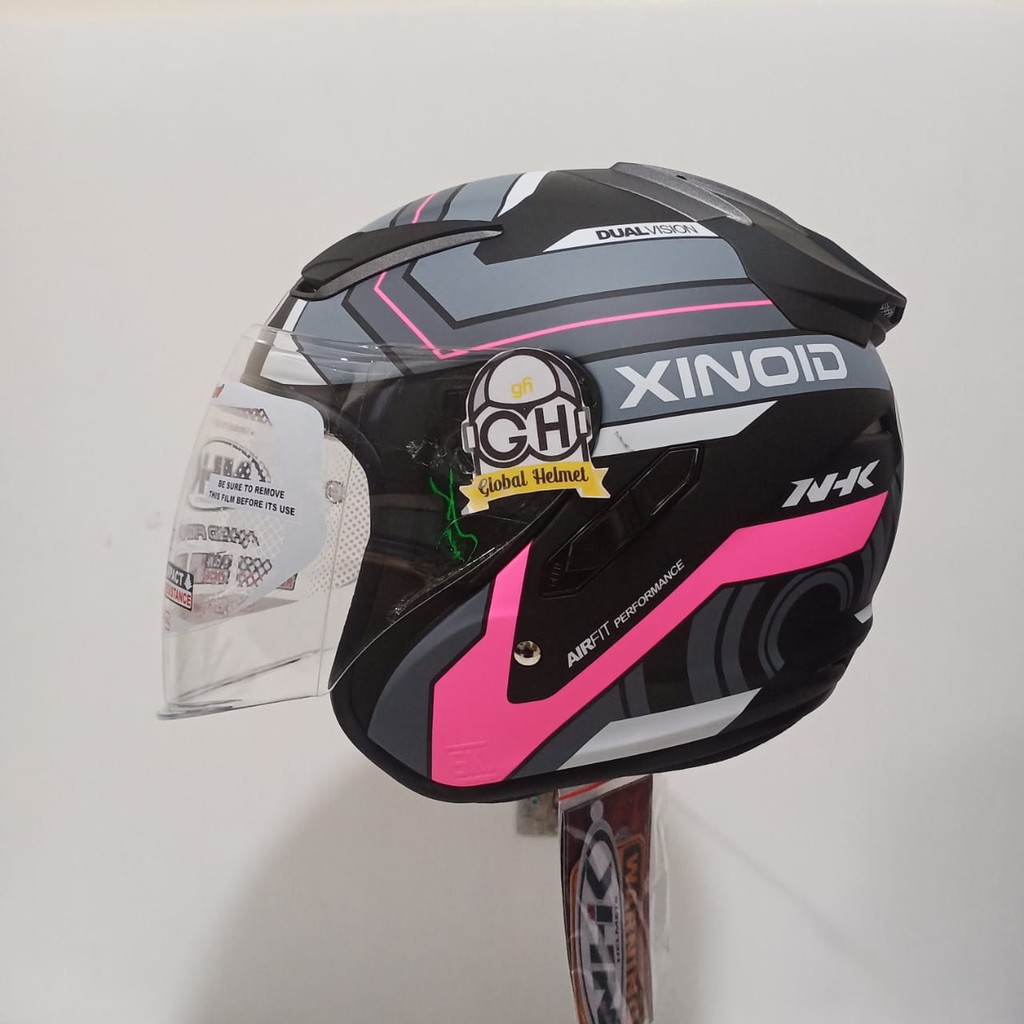 HELM NHK R1 XINOID NHK R-1 XINOID BLACK PINK DOFF DOUBLE VISOR