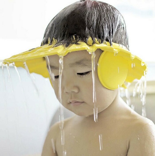 Topi keramas anak dengan penutup telinga shower cap for baby ok  god