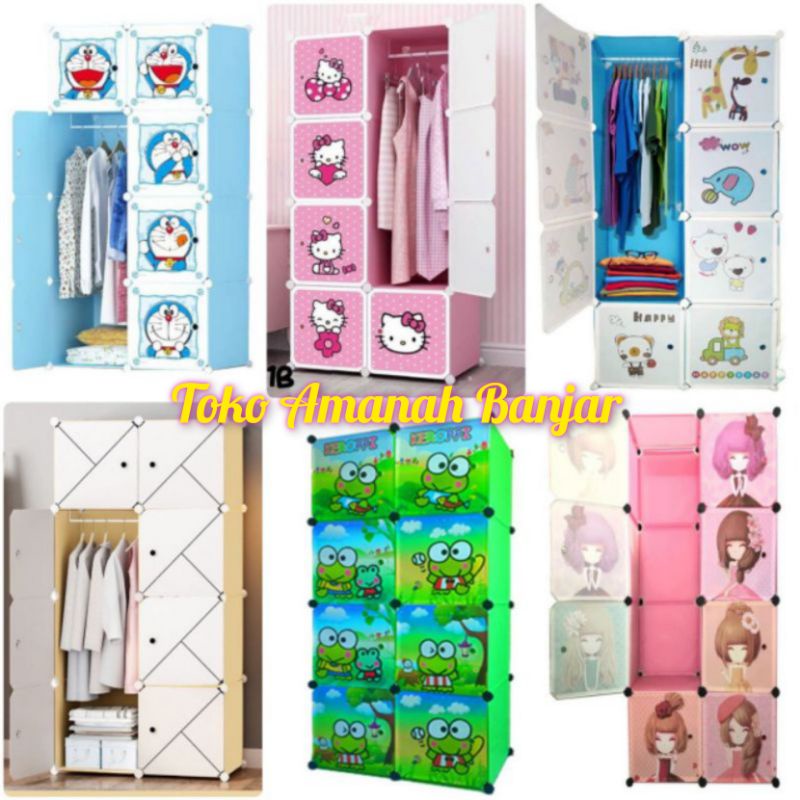 Lemari Plastik Portable 8 Pintu Motif Karakter | Lemari Plastik Portable Motif Karakter Lemari Plast