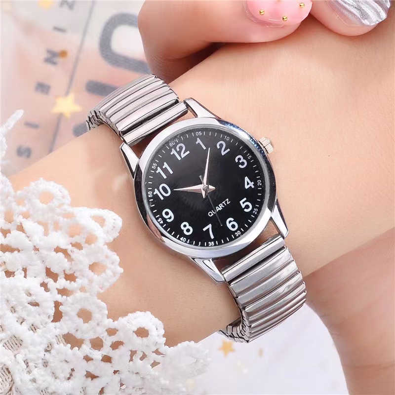 Rowling (Jam-55) Jam Tangan Couple LOOP Karet Jam Tangan Wanita dan Pria Pasangan Quartz dengan Strap Stainless Steel Import TANPA ACCESORIS