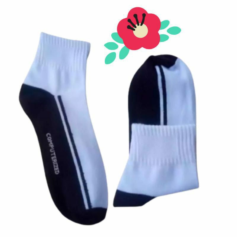 kaos kaki pria wanita pendek putih telapak hitam/Kaos kaki computer dewasa