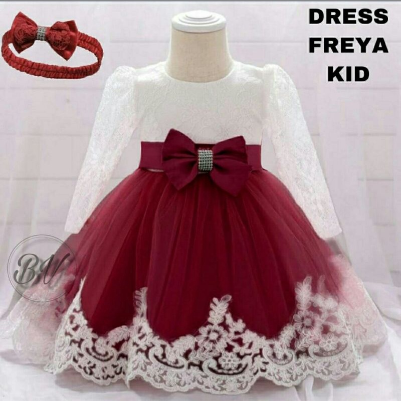 Dress Kondangan Pesta Anak Brukat Tulang Tile Freya Kid Kids