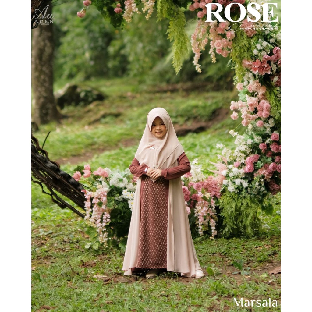 TERLARIS Gamis anak dress kids Sarimbit  rose series by aden hijab mewah premium