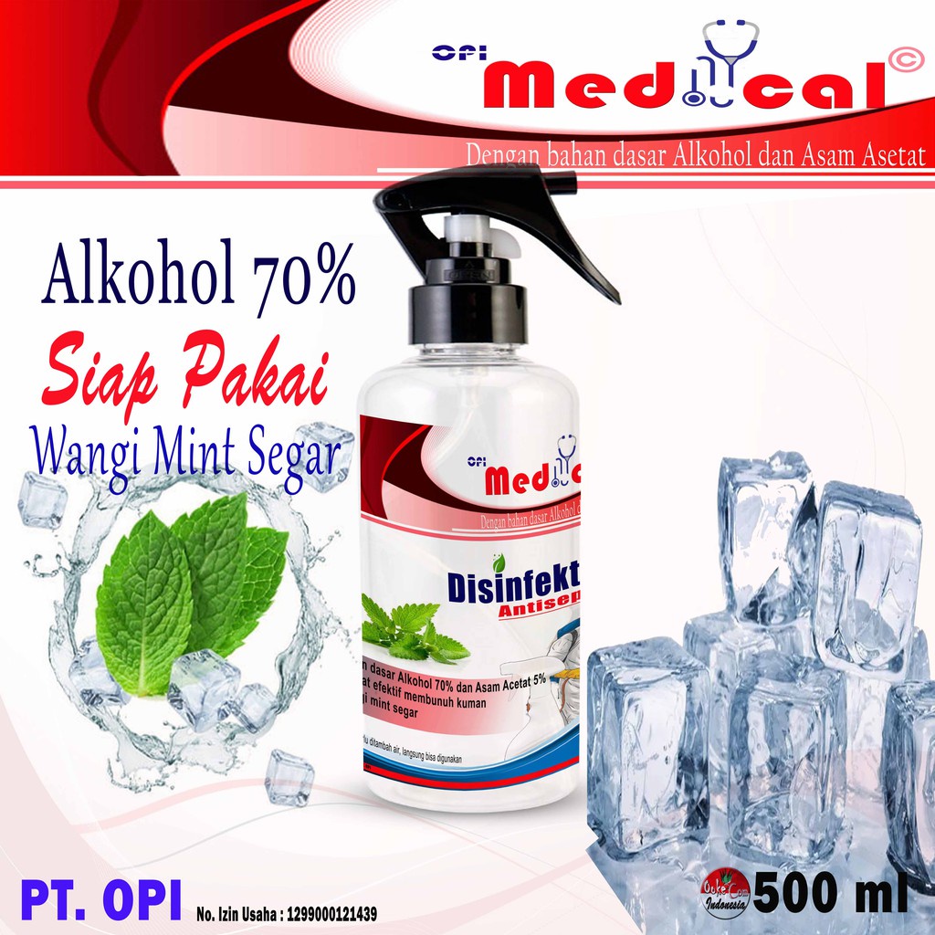 disinfectant disinfektan 500ml medical wangi mint dingin segar alkohol base siap pakai sudah ada izin edar resmi by Oke sabun suplayer 2