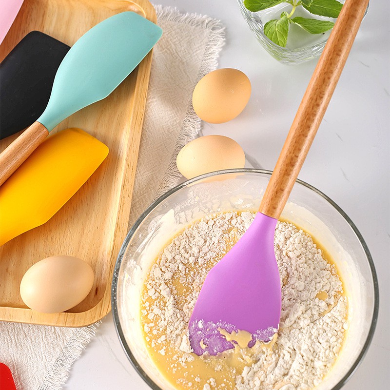 H✦ Danica Alat Masak Silikon Gagang Kayu Silicone Utensil Set