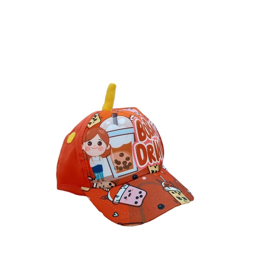 Topi Anak Boba / Topi Print Depan Boba Anak Usia 1-8 Tahun Laki Perempuan Trucker Hat