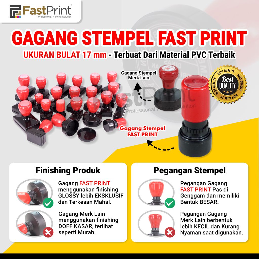 Gagang Stempel Flash Kilat Warna Ukuran Bulat Diameter 17 MM