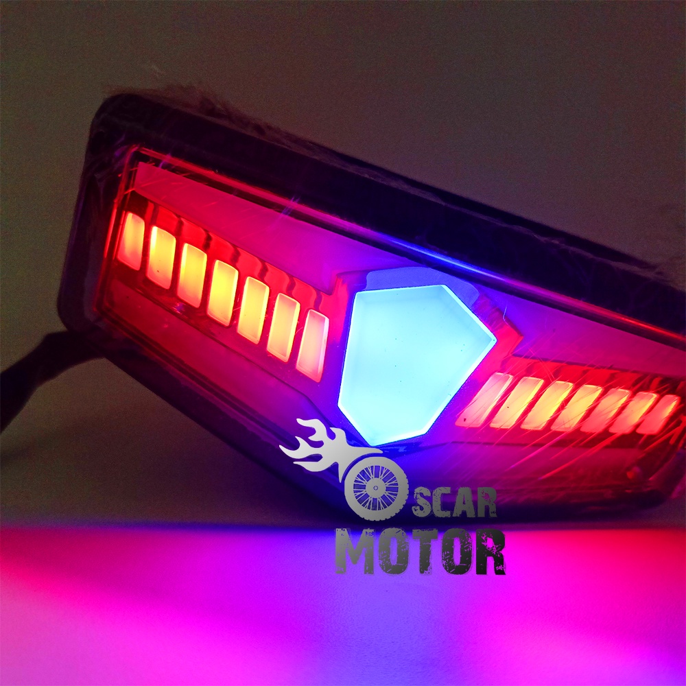 LAMPU STOP RX KING NEW 2018 LED RUNNING SEN BUNTUT NEW MULTICOLOR NEWS motor